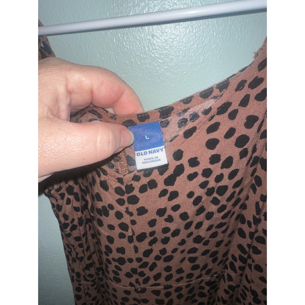 Old Navy Womens Large Cheetah Animal Print Wide Leg Jumpsuit Tie Strap - Picture 2 of 4